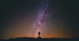 Man gazing at Milky Way