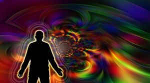 Swirling colors conveying disturbing dreams